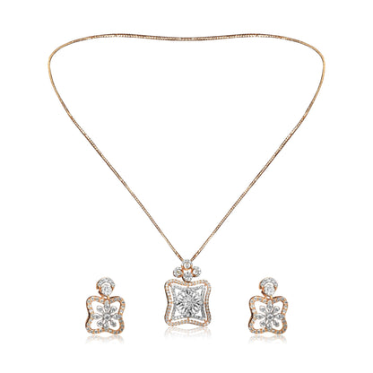 Sparkling Floral Pendant Earrings Set - Fine One Jewels