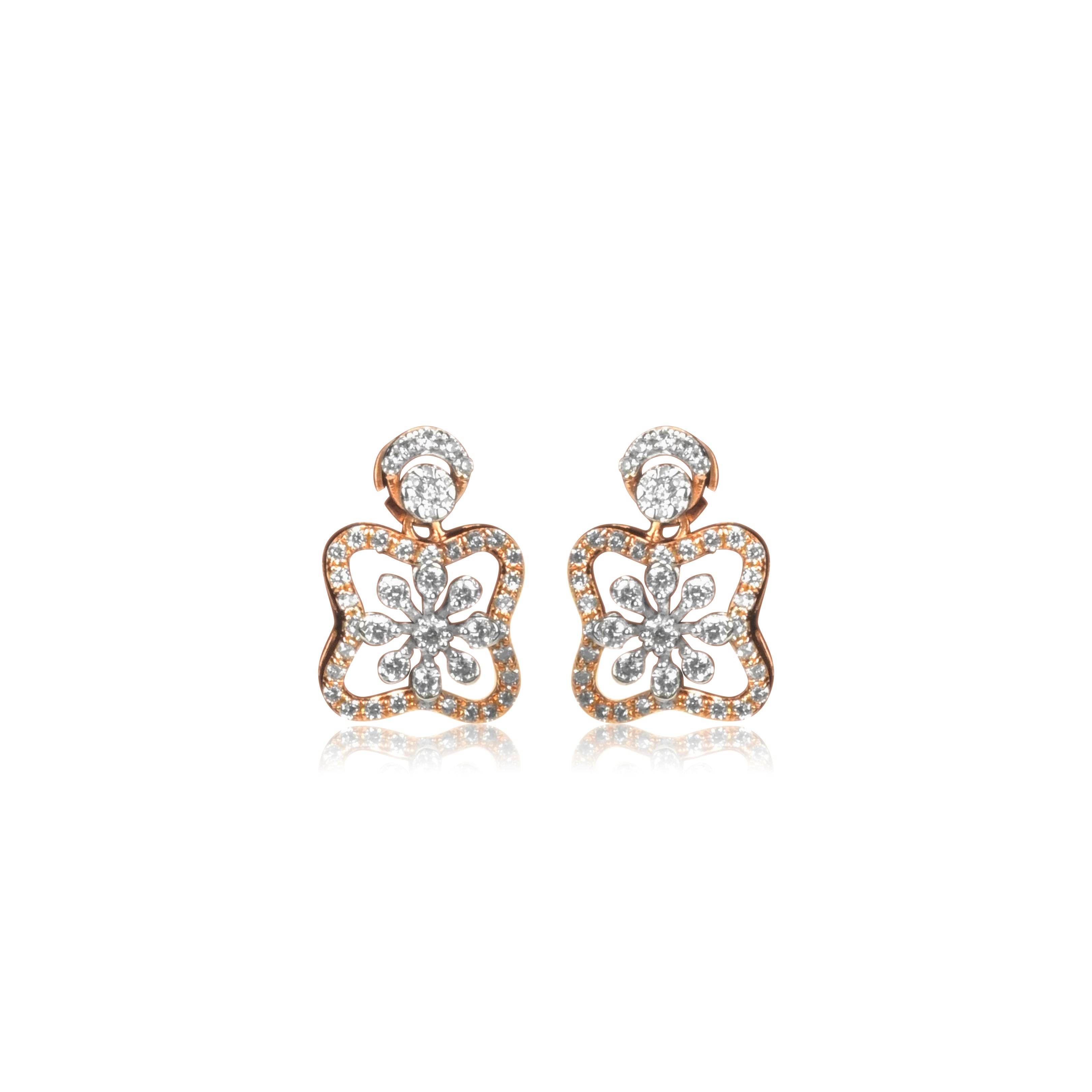 Sparkling Floral Pendant Earrings Set - Fine One Jewels