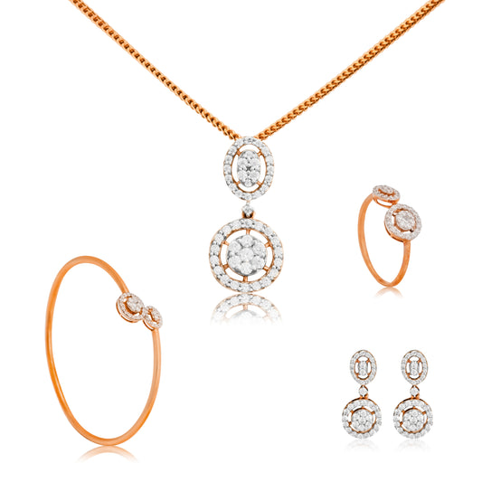 Celeste Halo Rose Gold Jewelry Set for Women