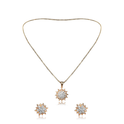 Floral Gold Necklace Set with Diamond Stones - Fine One Jewels
