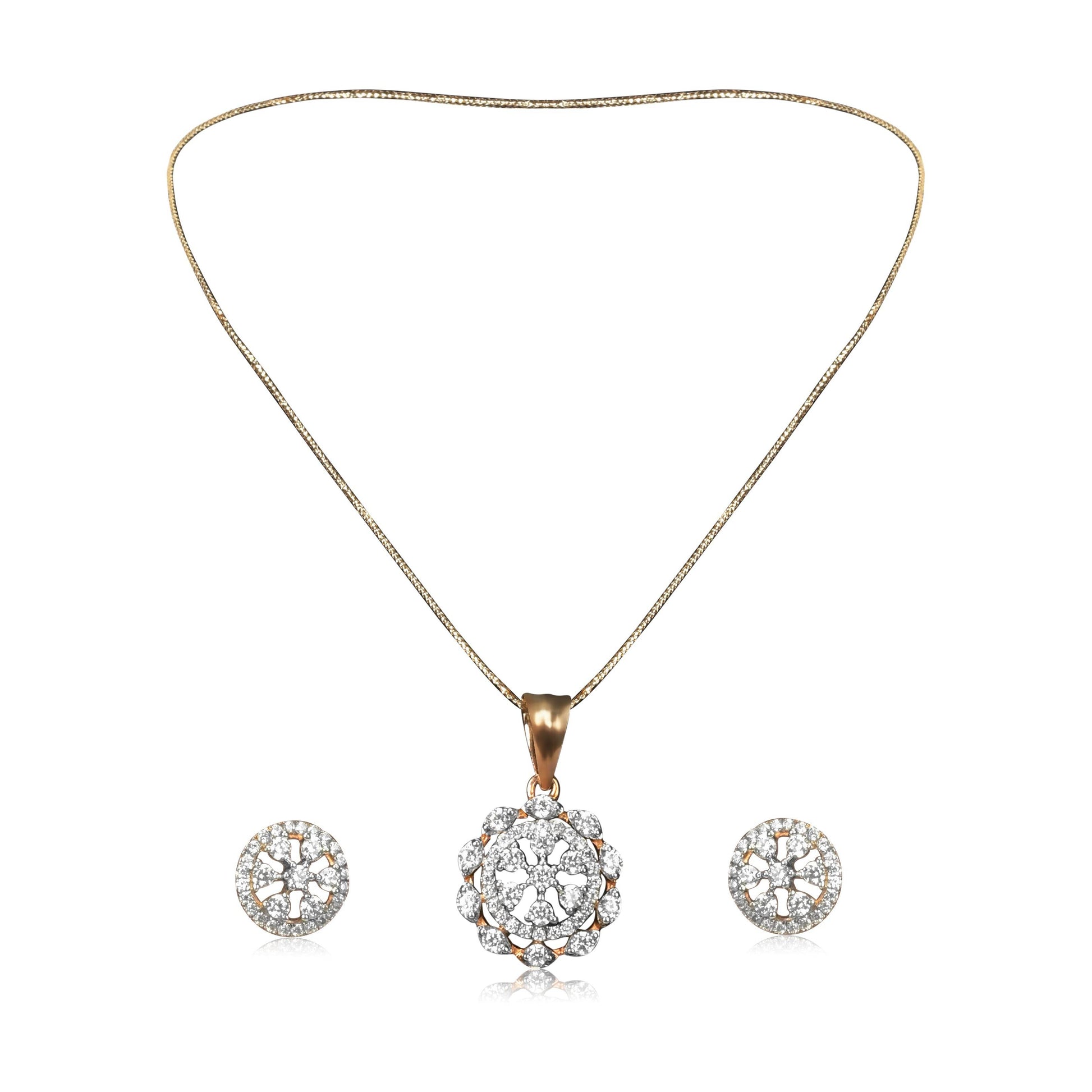 Floral Diamond Pendant and Earrings Set - Fine One Jewels