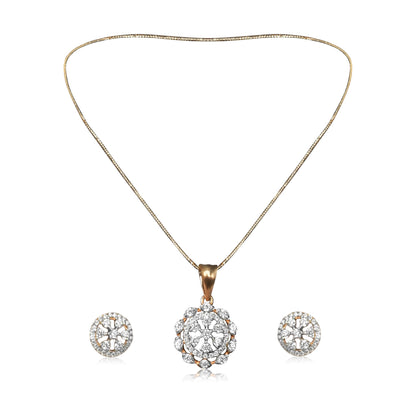 Floral Diamond Pendant and Earrings Set - Fine One Jewels