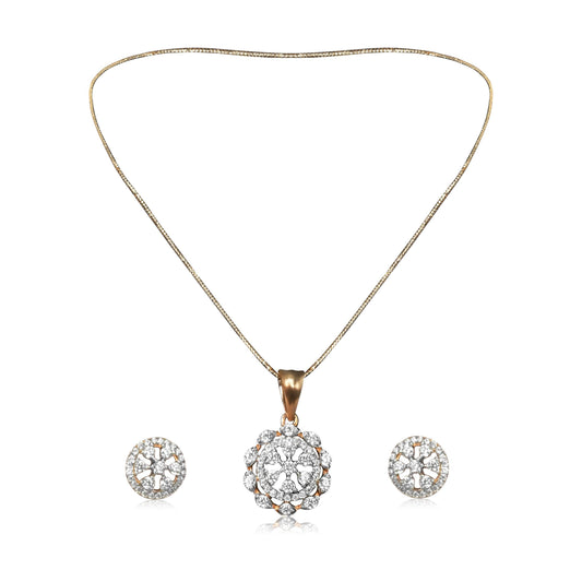 Floral Diamond Pendant and Earrings Set - Fine One Jewels