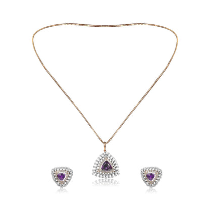 Triangle Purple Stone Gold Necklace Set for Women - Fine One Jewels