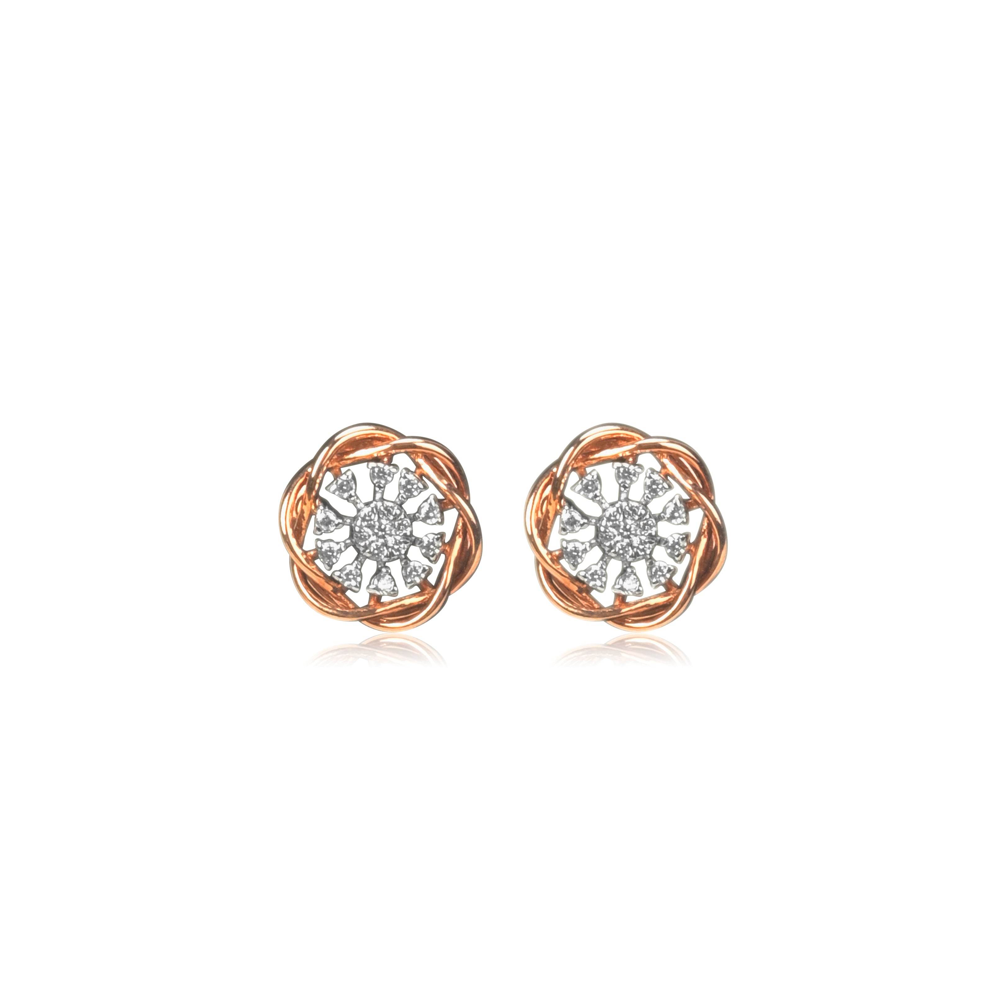 Rose Gold Diamond Pendant Earrings Set - Fine One Jewels