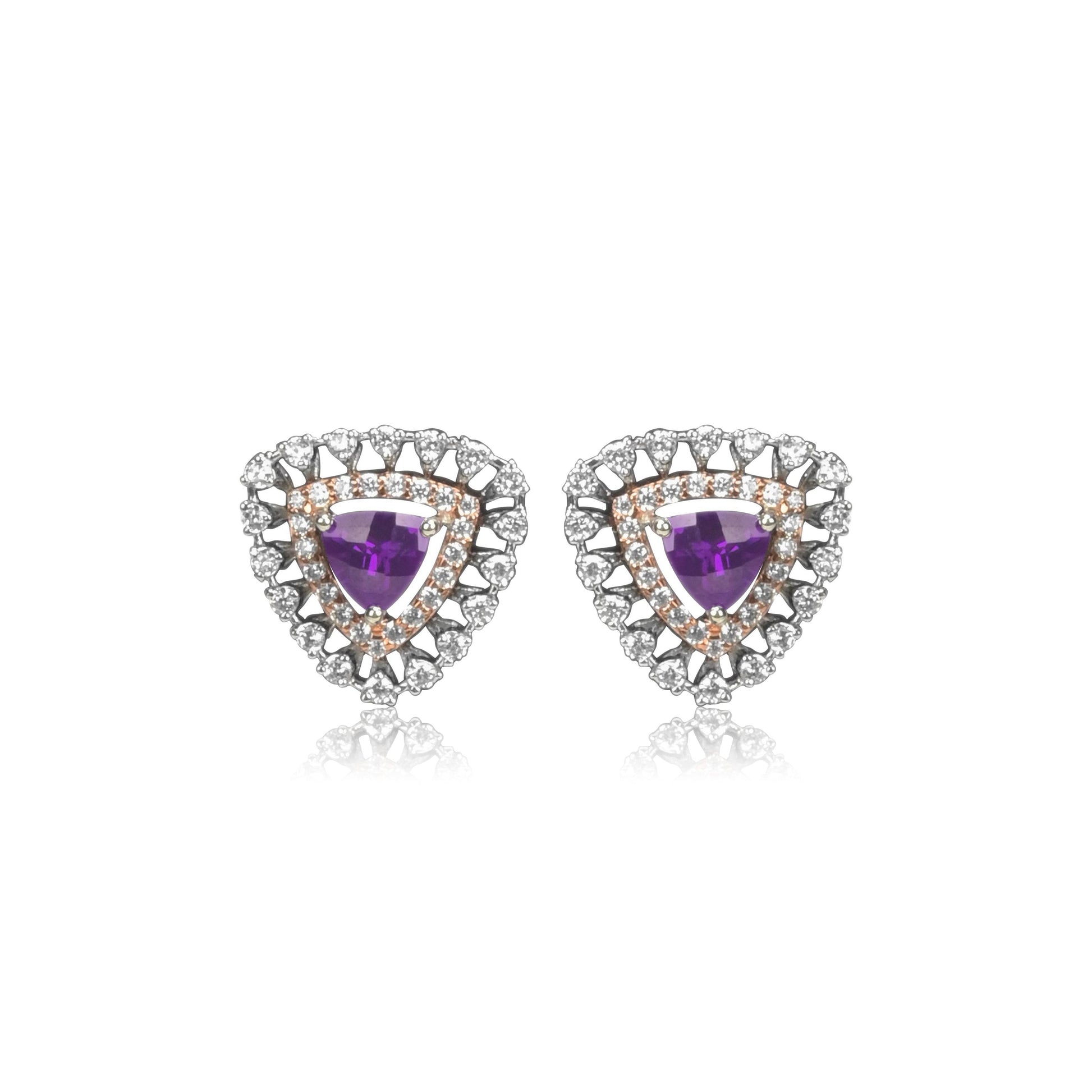 Triangle Purple Stone Gold Necklace Set for Women - Fine One Jewels