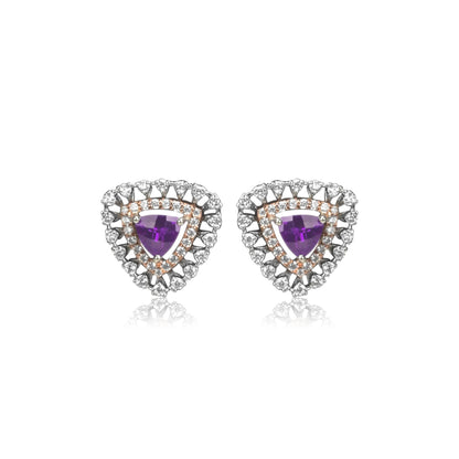 Triangle Purple Stone Gold Necklace Set for Women - Fine One Jewels
