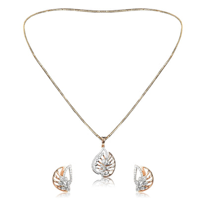 Elegant Leaf Pendant Earrings Set - Fine One Jewels