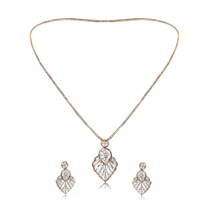 Elegant Leaf Pendant Earrings Set - Fine One Jewels