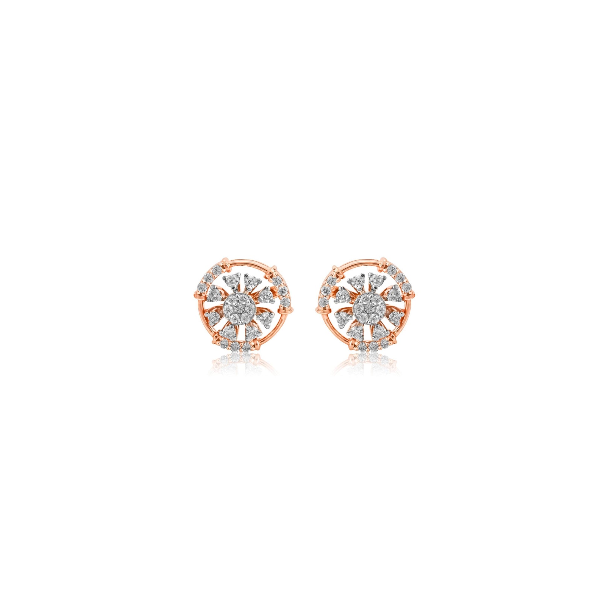 Sunflower Spark Diamond Stud Earrings in Rose Gold - Fine One Jewels