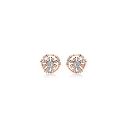 Sunflower Spark Diamond Stud Earrings in Rose Gold - Fine One Jewels