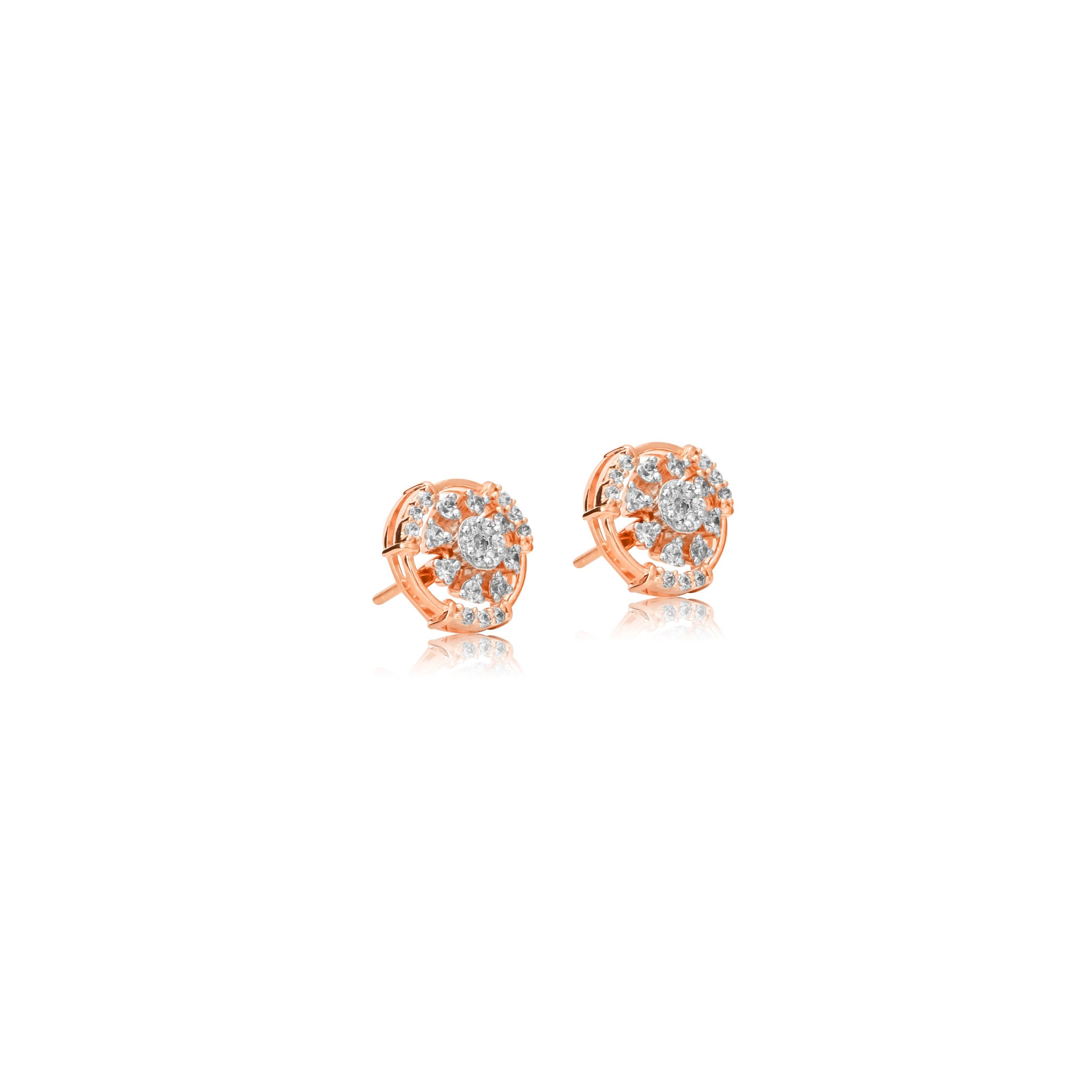 Sunflower Spark Diamond Stud Earrings in Rose Gold - Fine One Jewels