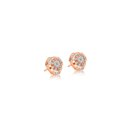 Sunflower Spark Diamond Stud Earrings in Rose Gold - Fine One Jewels