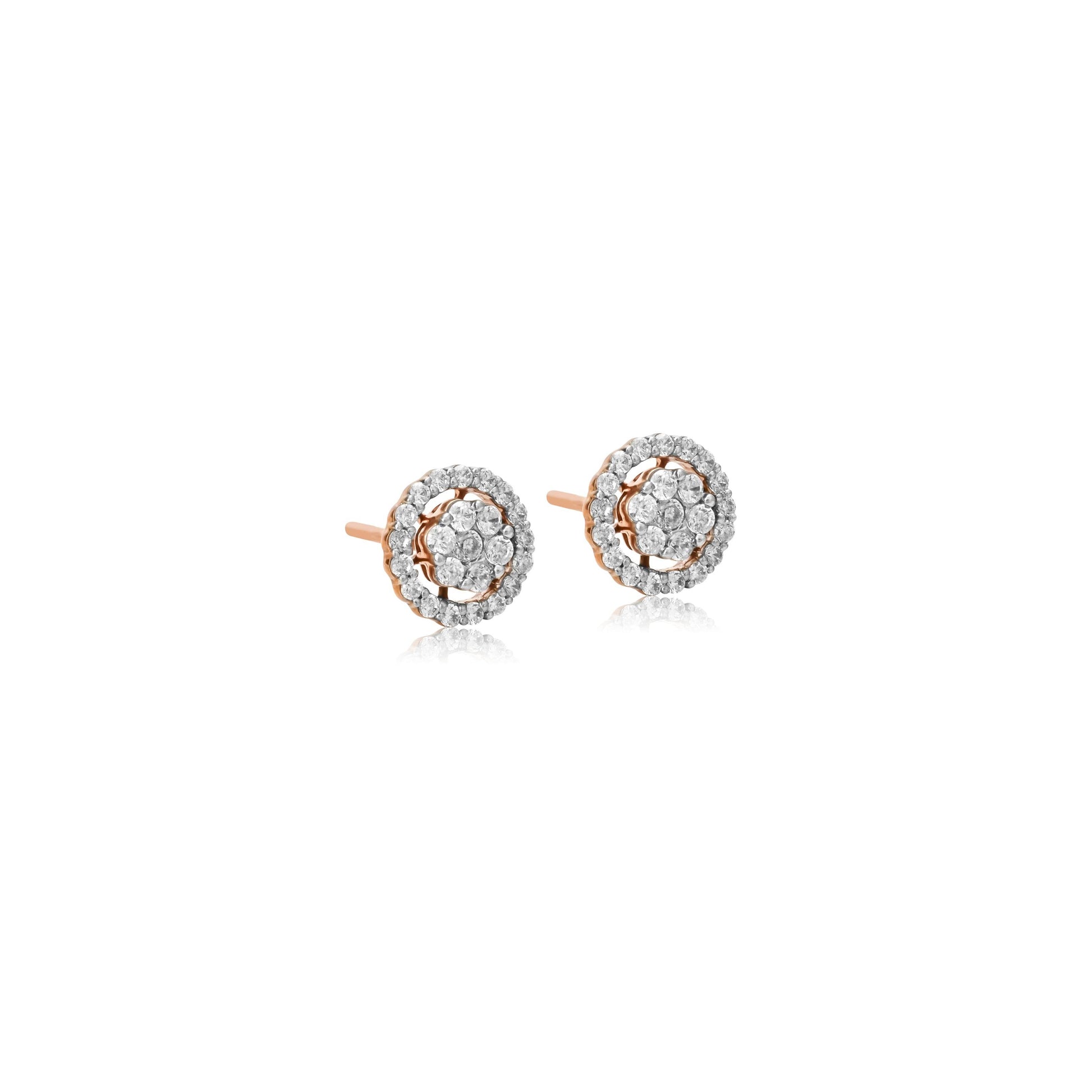 Radiant Rose Gold Diamond Stud Earrings - Fine One Jewels