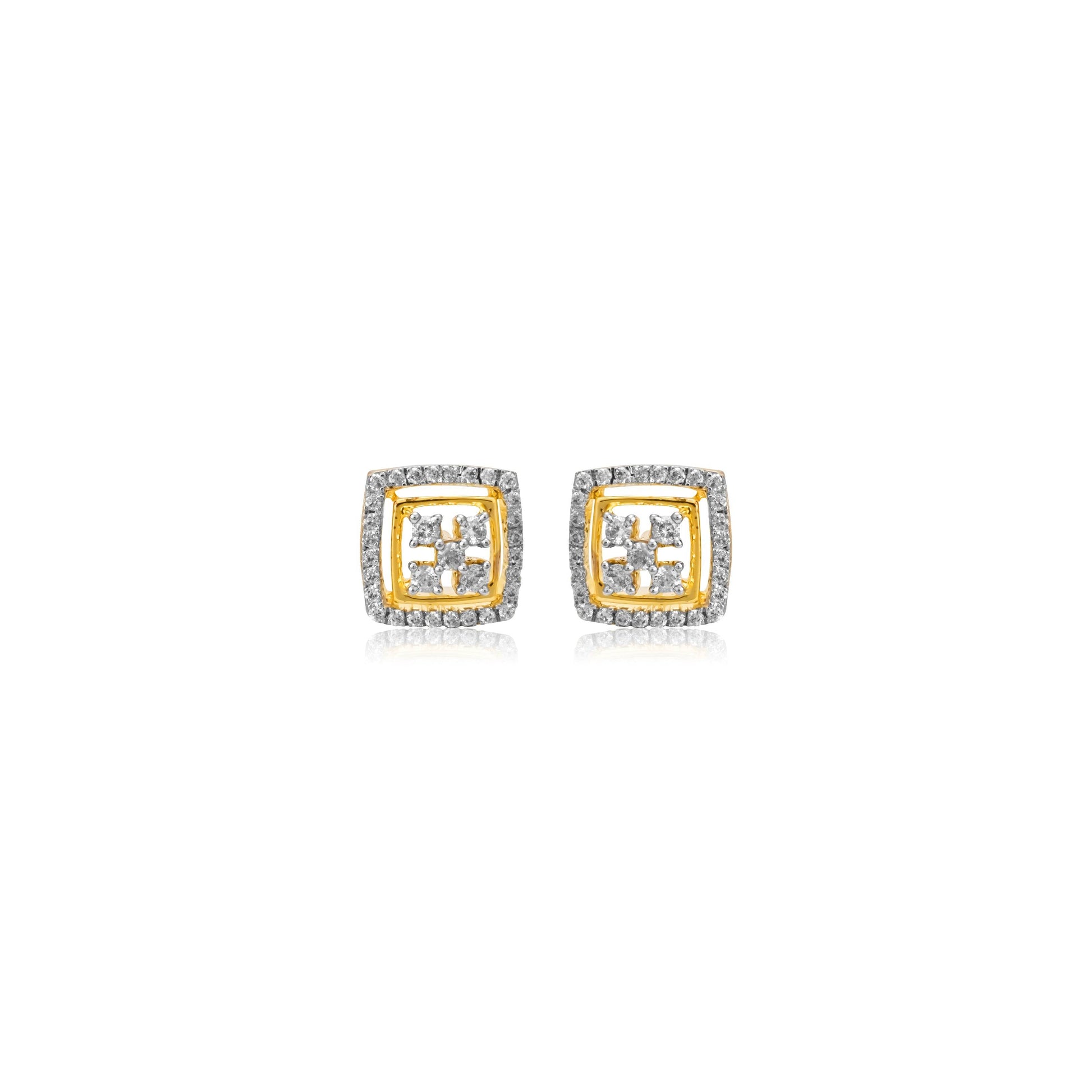 Geometric Gold Diamond Stud Earrings - Fine One Jewels