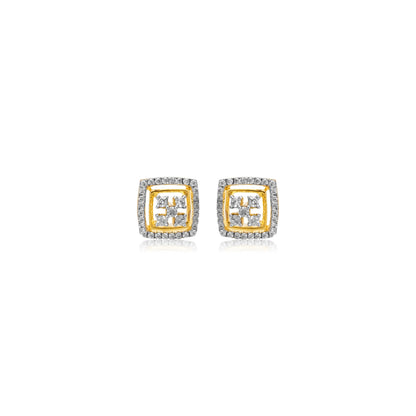 Geometric Gold Diamond Stud Earrings - Fine One Jewels