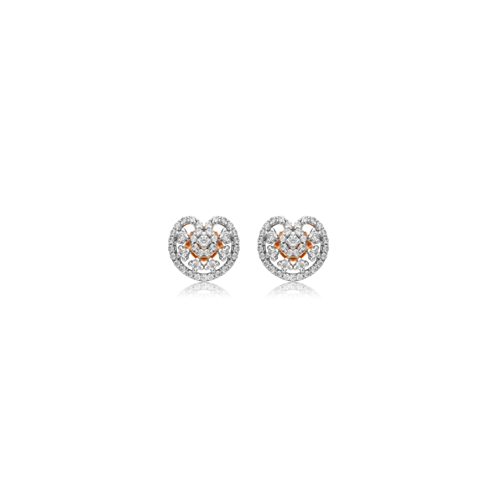 Floral Diamond Stud Earrings in Rose Gold - Fine One Jewels