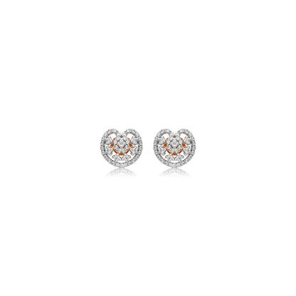 Floral Diamond Stud Earrings in Rose Gold - Fine One Jewels