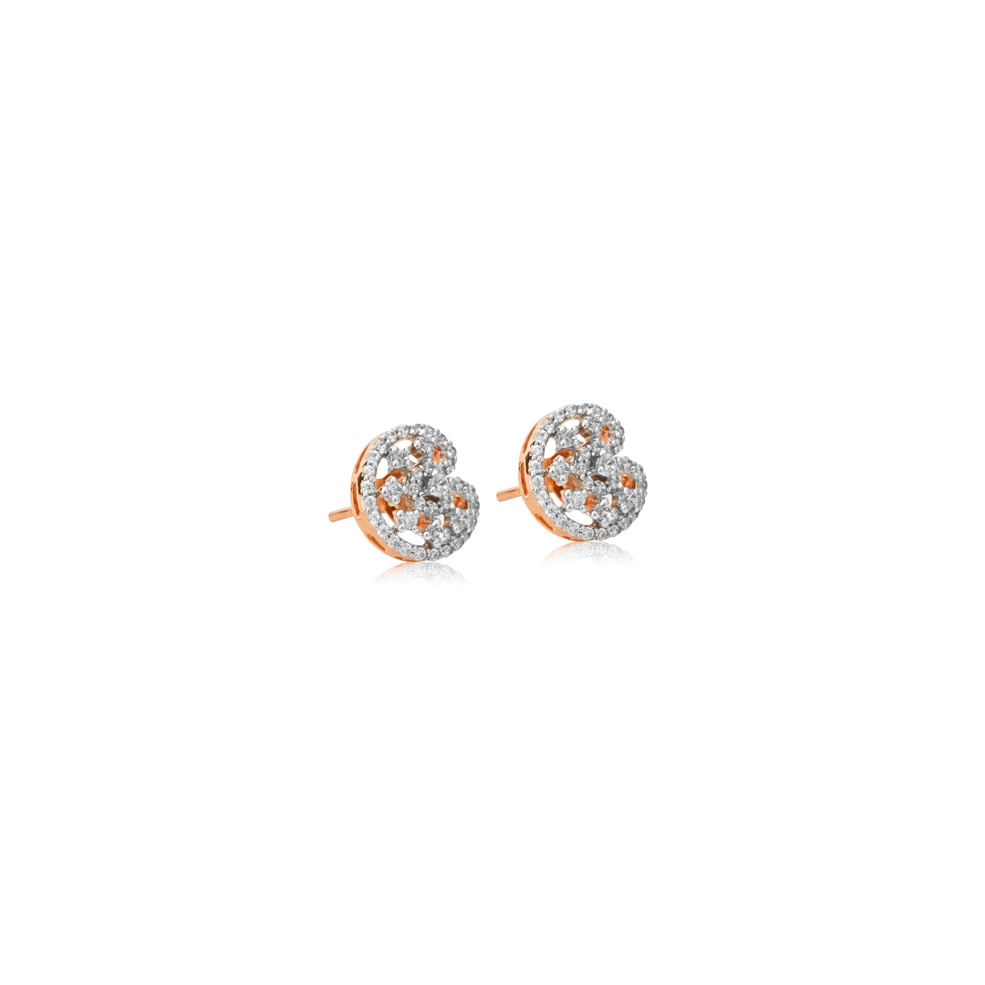 Floral Diamond Stud Earrings in Rose Gold - Fine One Jewels