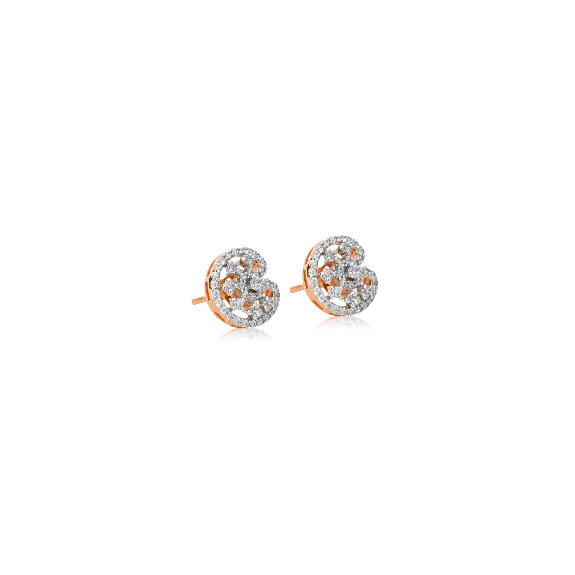 Floral Diamond Stud Earrings in Rose Gold - Fine One Jewels
