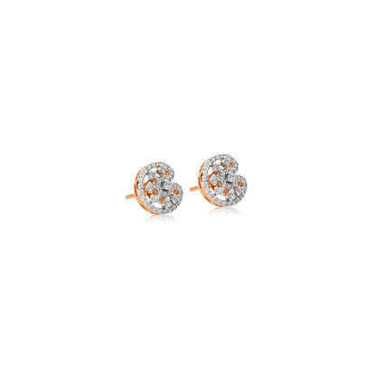 Floral Diamond Stud Earrings in Rose Gold - Fine One Jewels