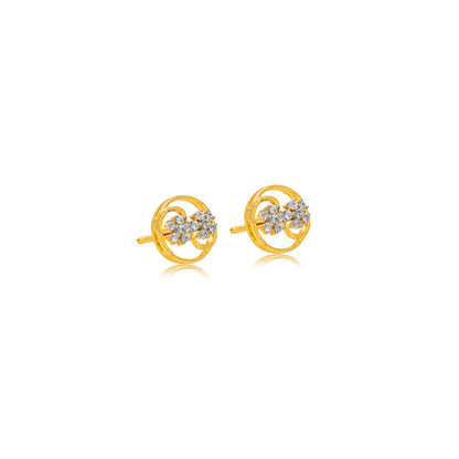 Floral Swirl Diamond Stud Earrings