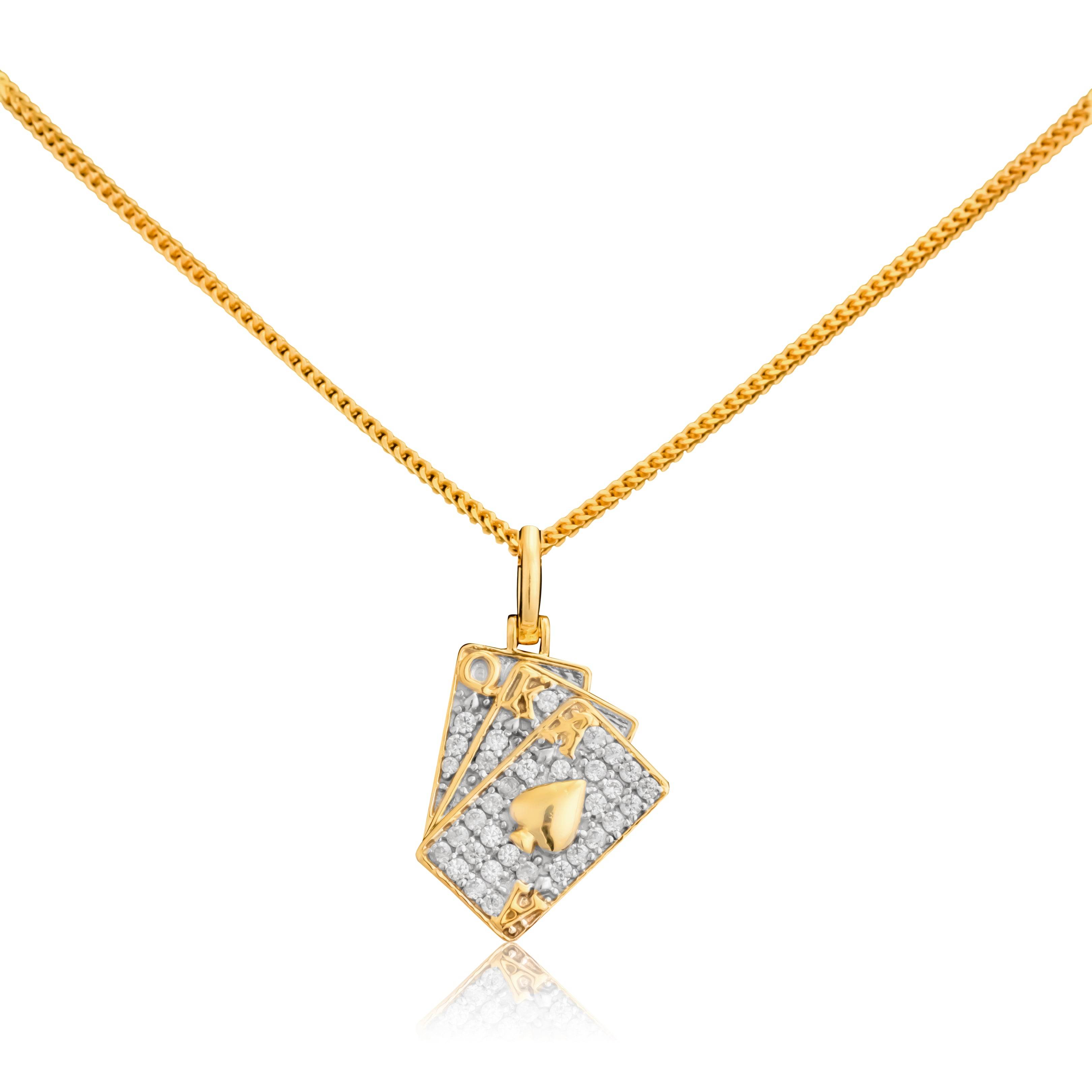 Gold Ace Playing Cards Pendant Necklace - Fine One Jewels