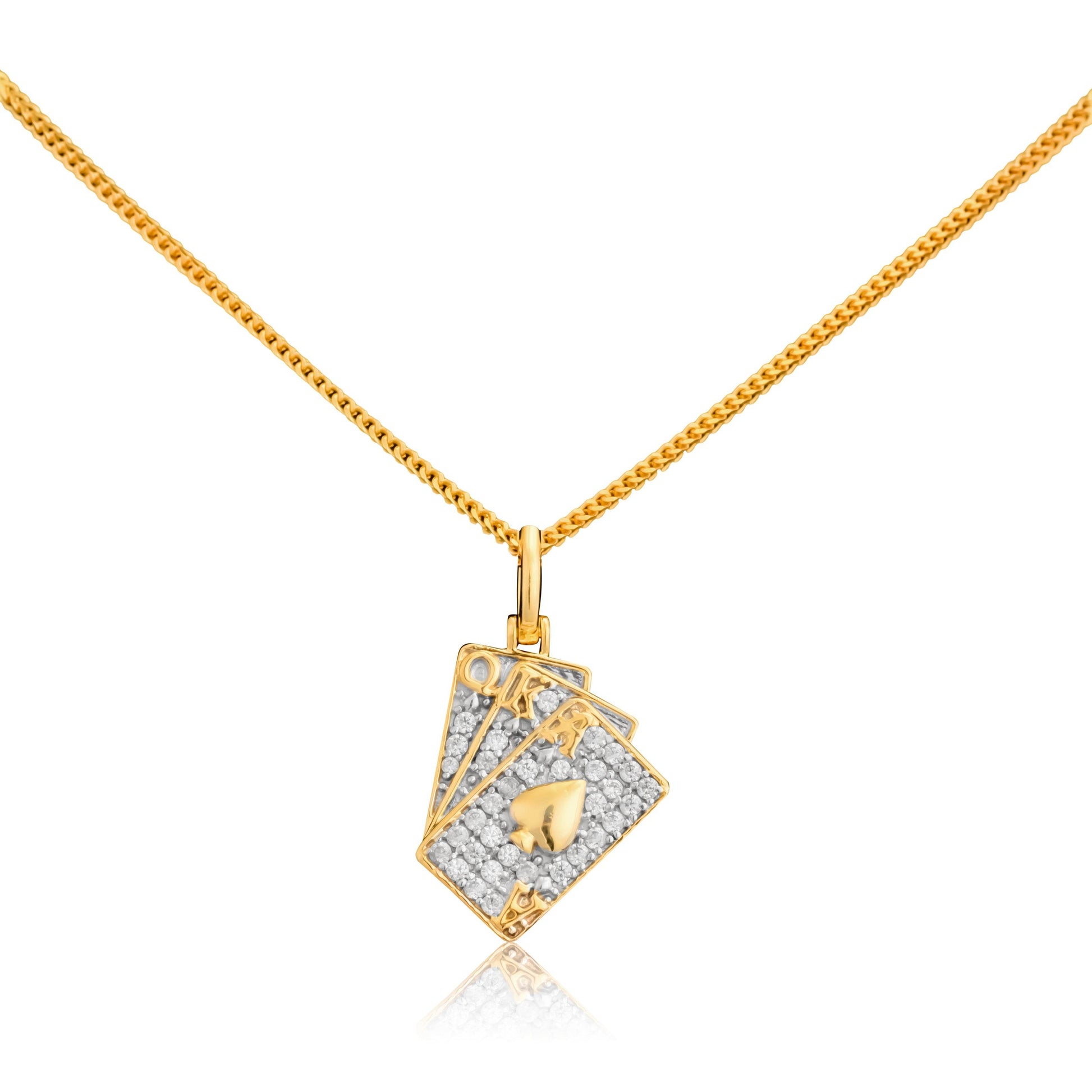 Gold Ace Playing Cards Pendant Necklace - Fine One Jewels