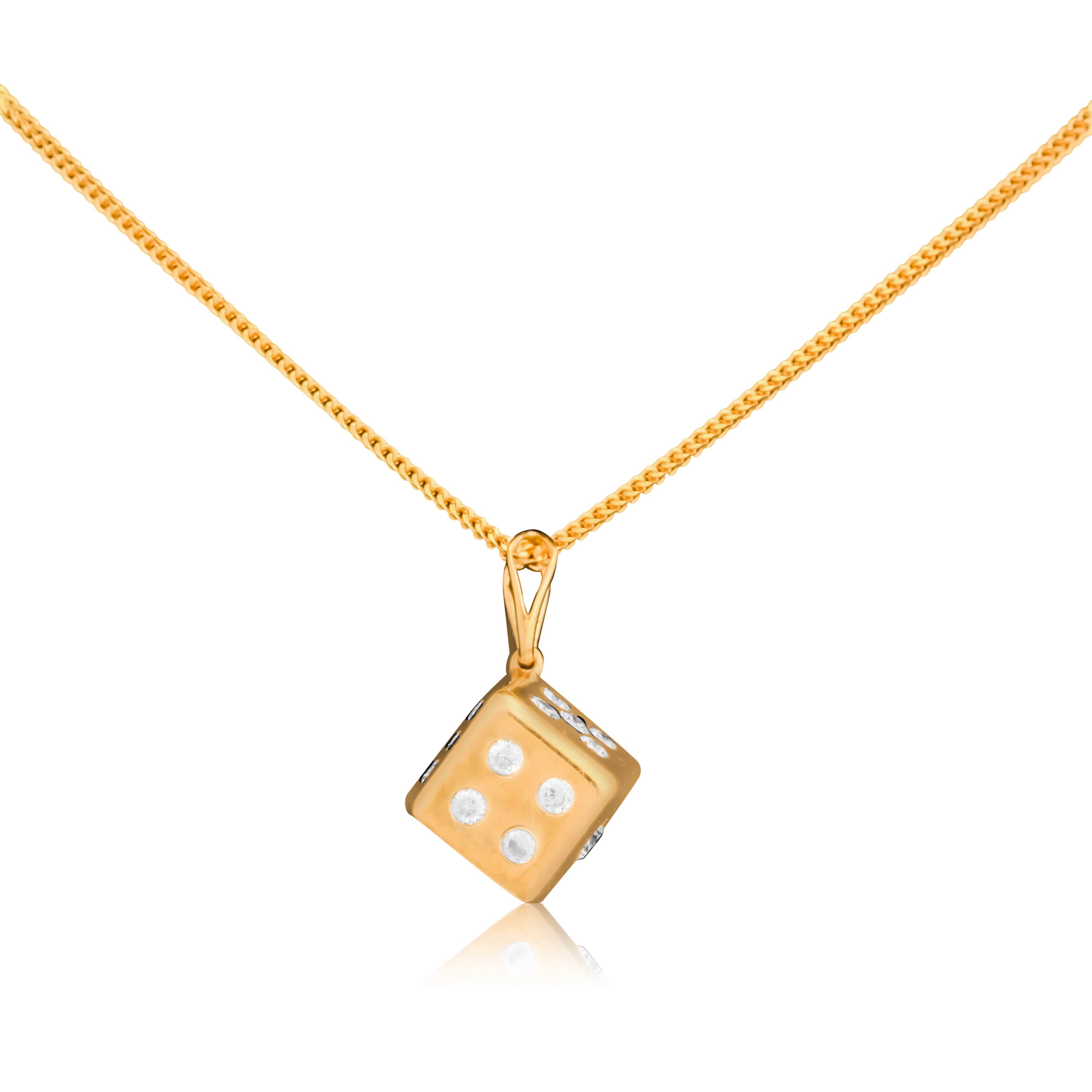 Gold Dice Pendant Necklace - Fine One Jewels