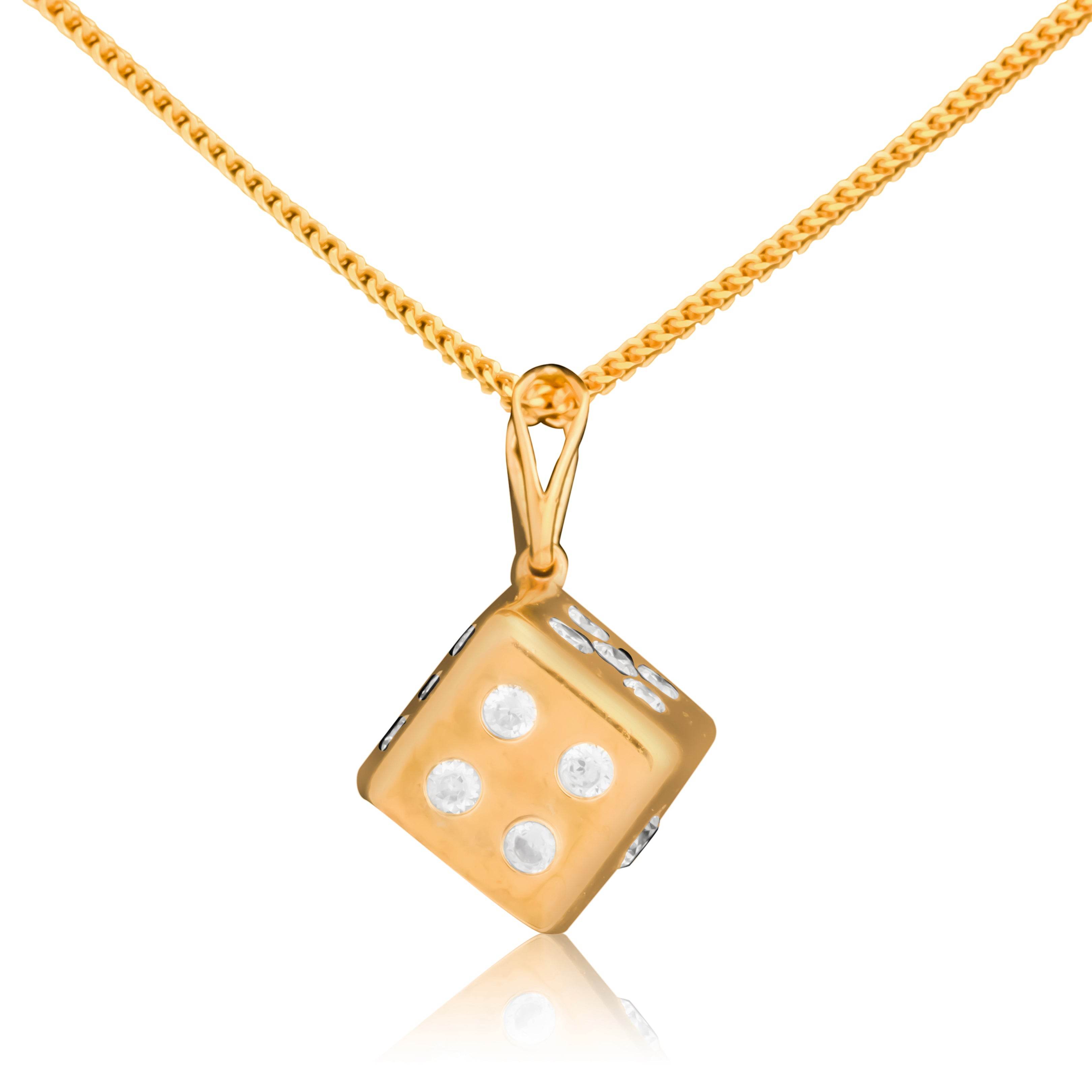 Gold Dice Pendant Necklace - Fine One Jewels