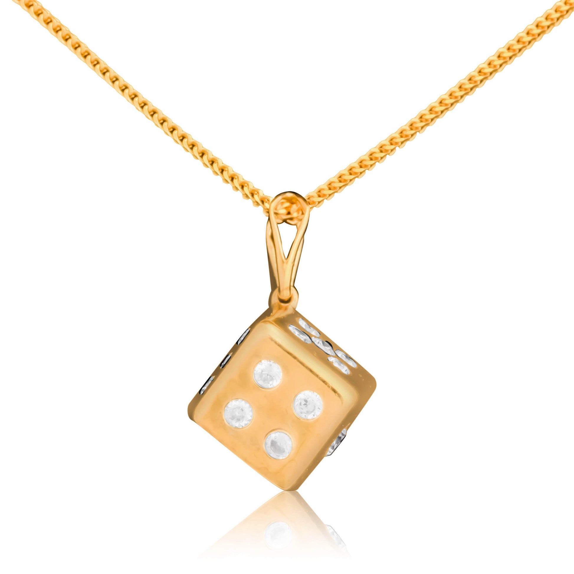 Gold Dice Pendant Necklace - Fine One Jewels