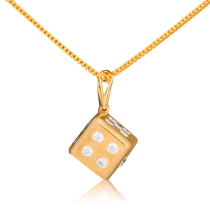 Gold Dice Pendant Necklace - Fine One Jewels
