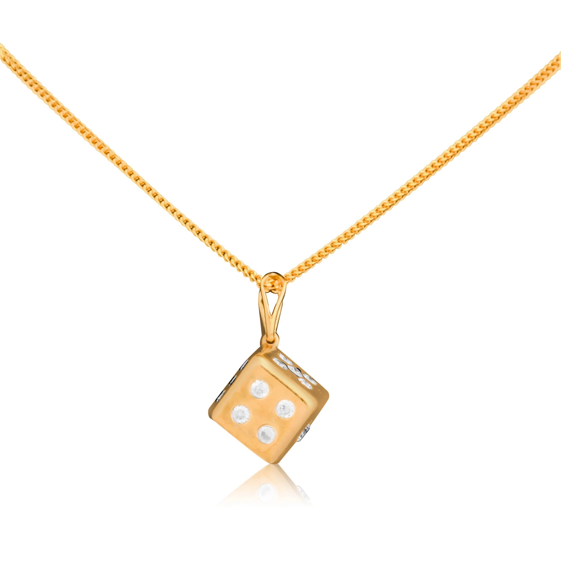 Gold Dice Pendant Necklace - Fine One Jewels