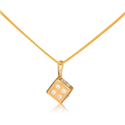 Gold Dice Pendant Necklace - Fine One Jewels