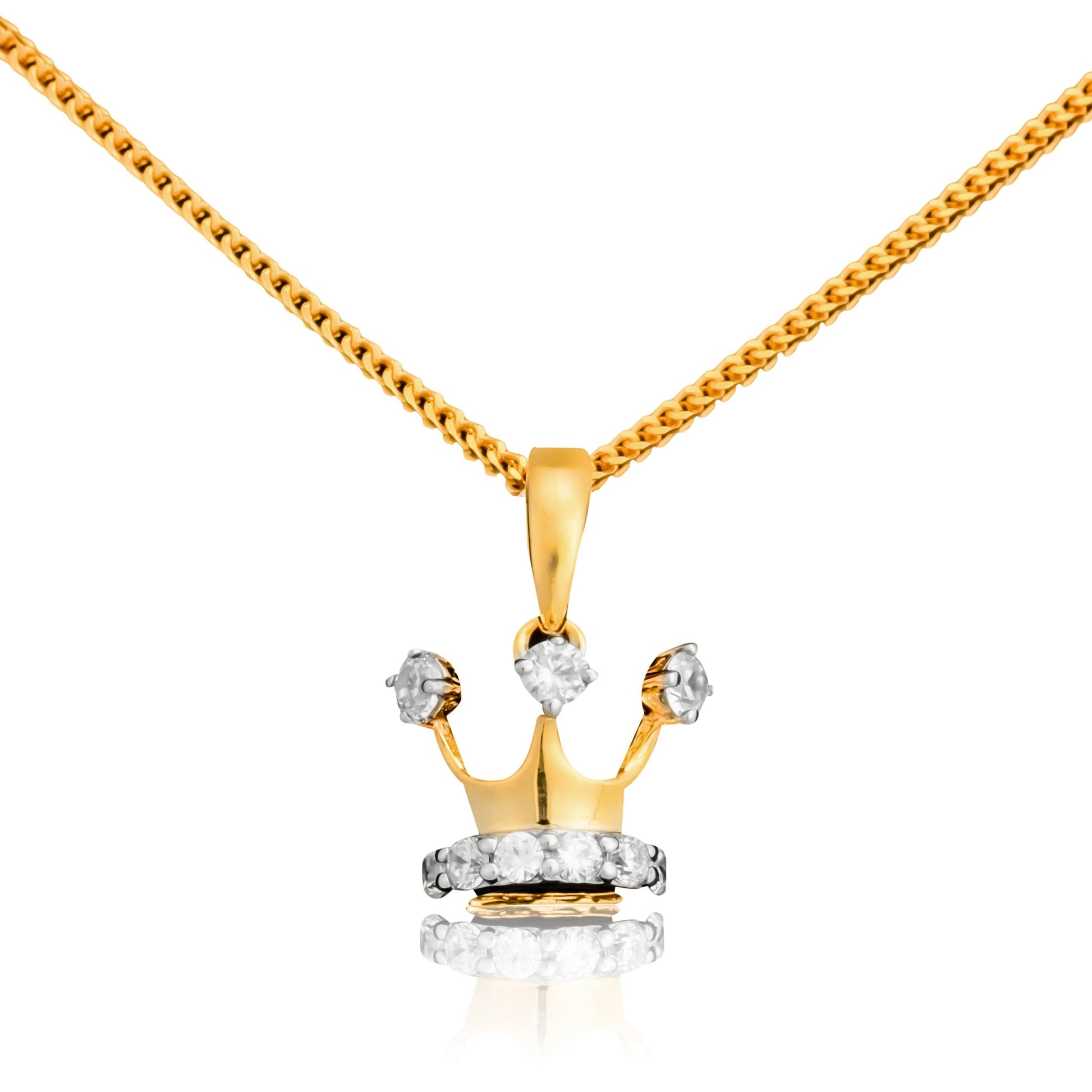 Gold Crown Pendant Necklace - Fine One Jewels