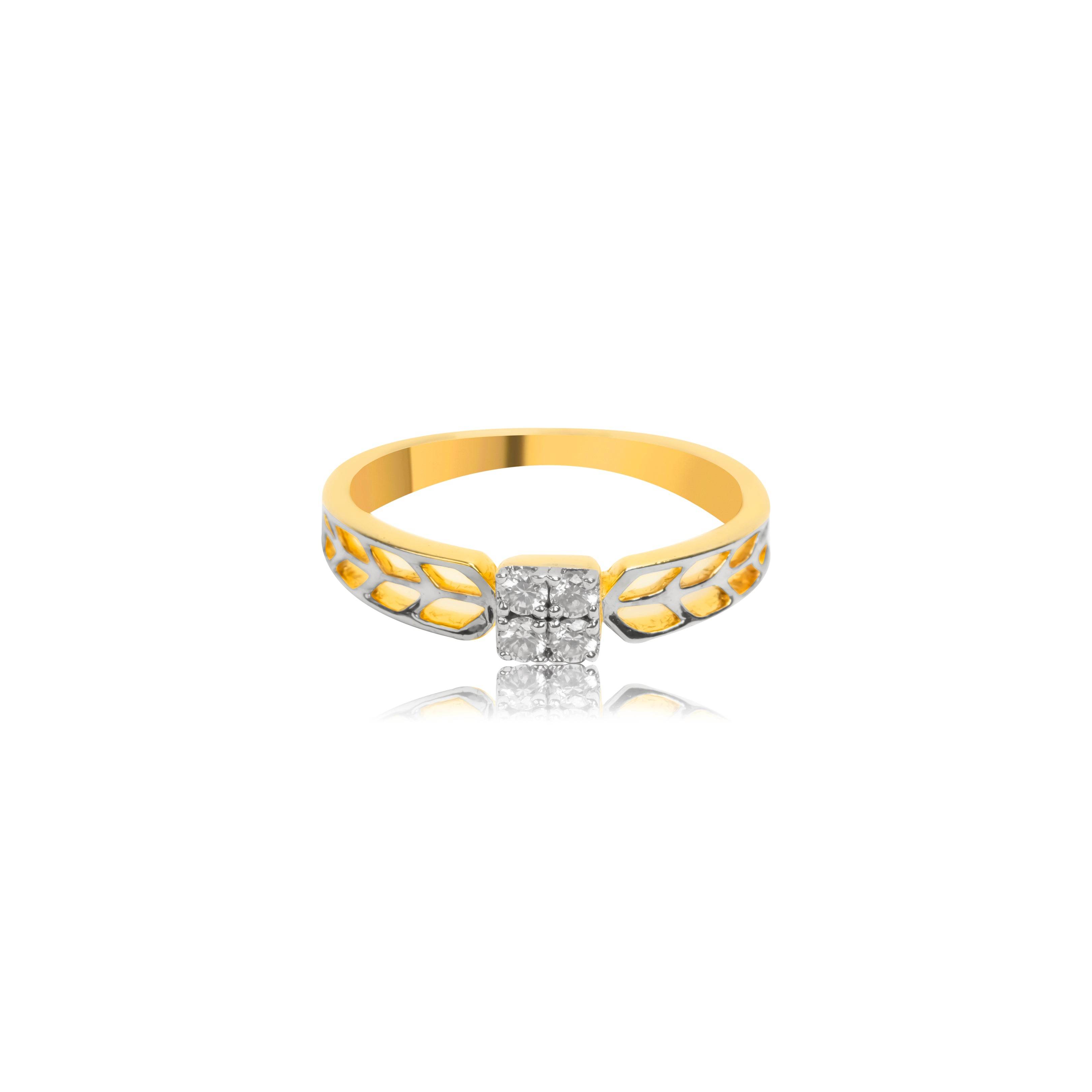 Elegant Leaf Design Gold Ring - Fine One Jewels