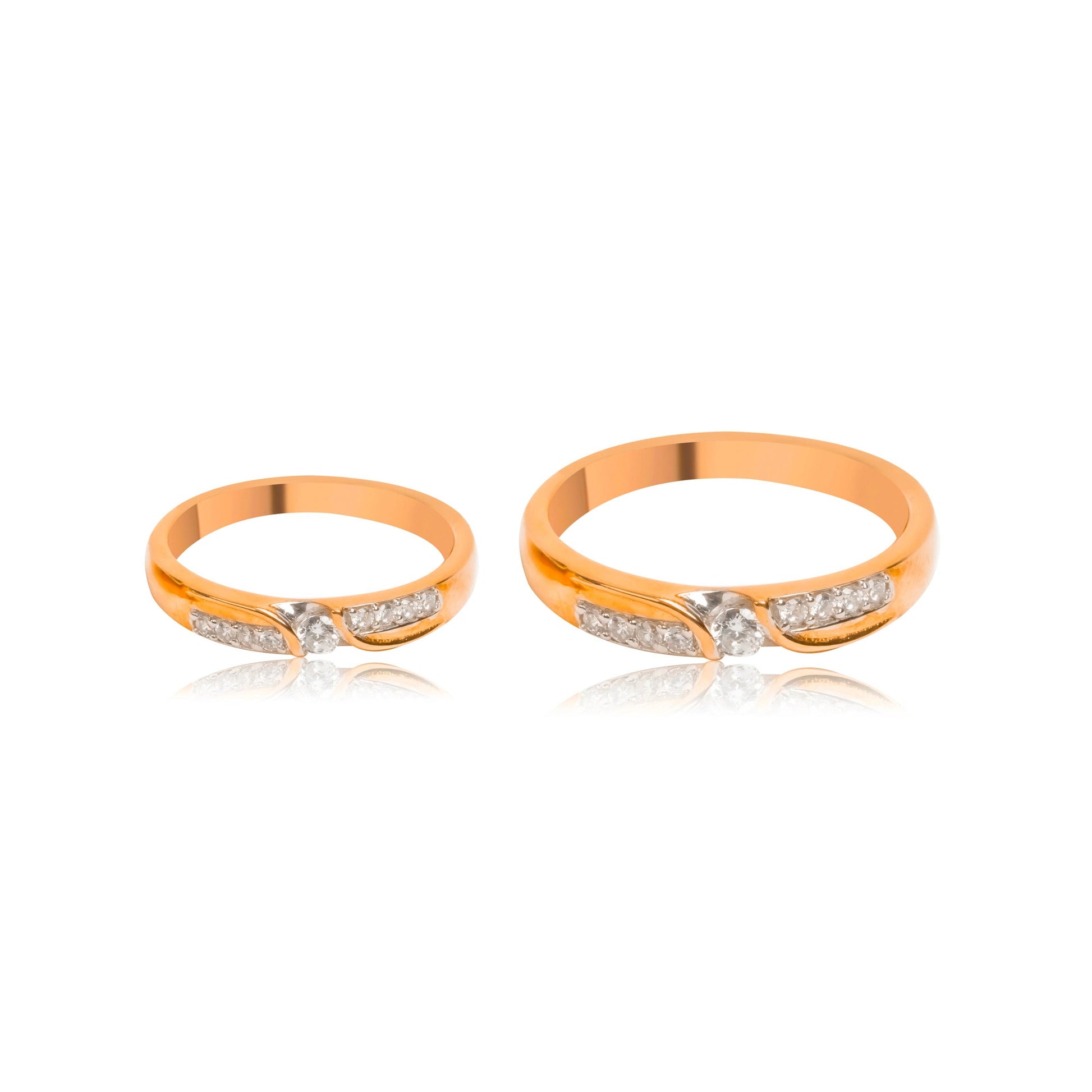 Stylish Diamond Curve Couple Ring Set - Fine One Jewels
