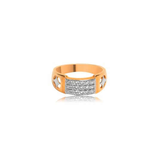 Bold Grid Diamond Gold Ring for Men