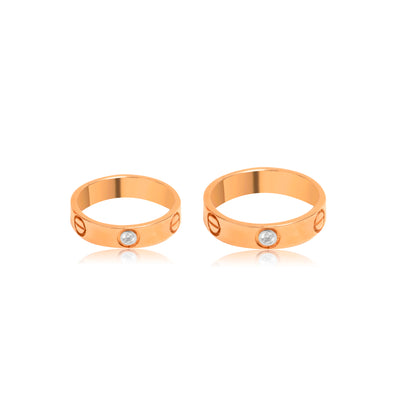 Rose Gold Screw Motif Couple Rings
