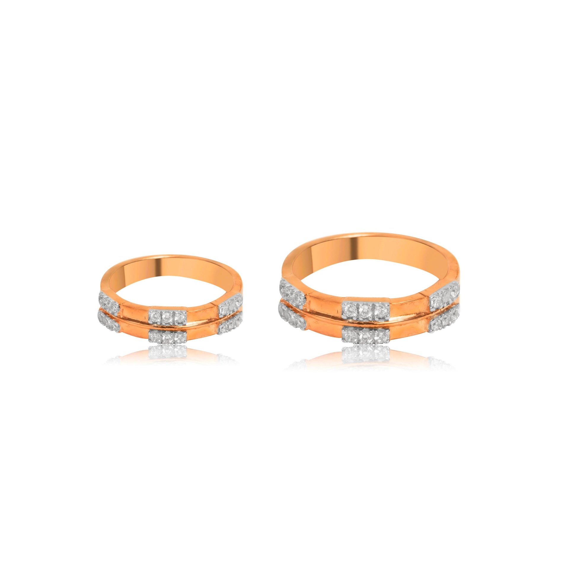 Twin Line Diamond Couple Rings - Fine One Jewels