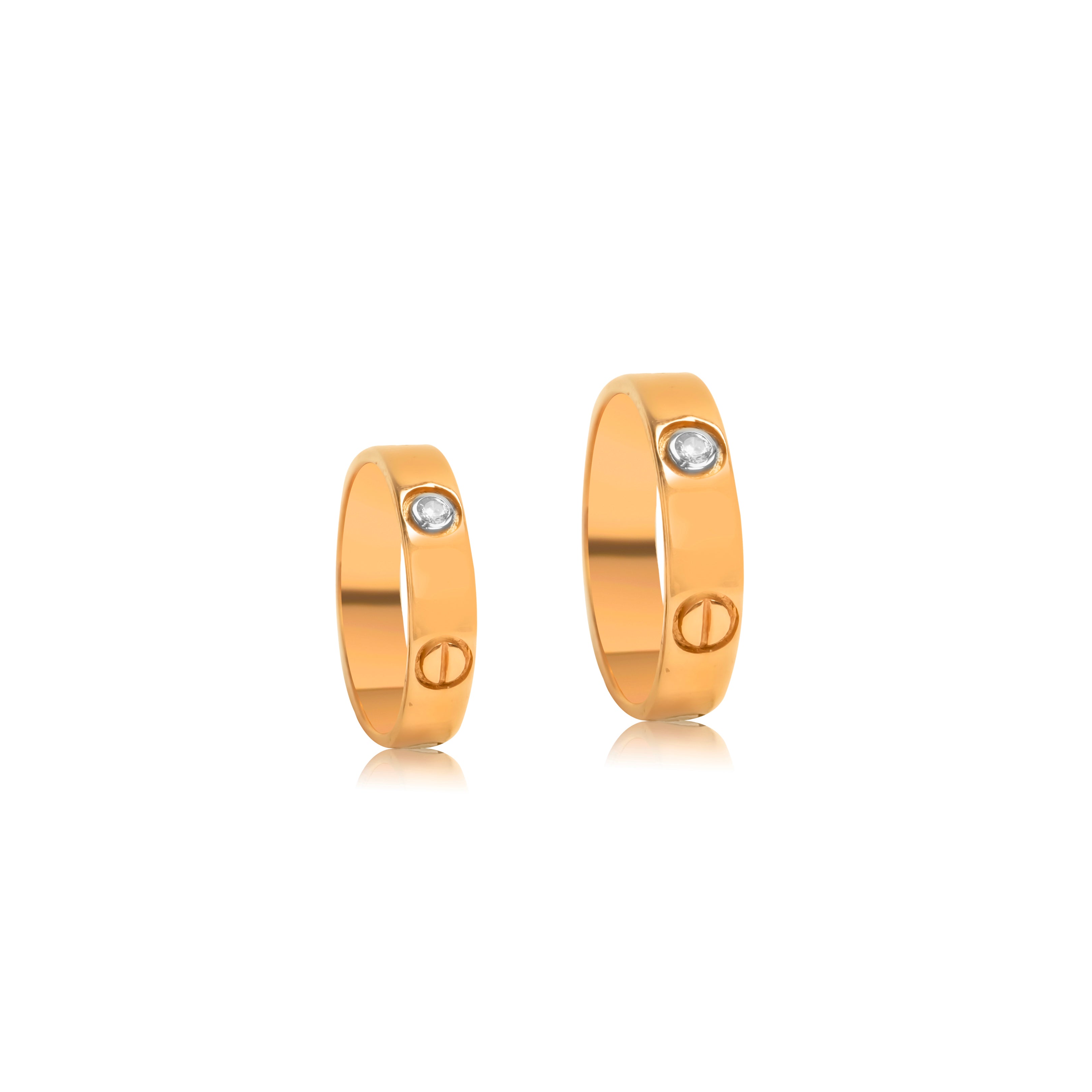 Rose Gold Screw Motif Couple Rings