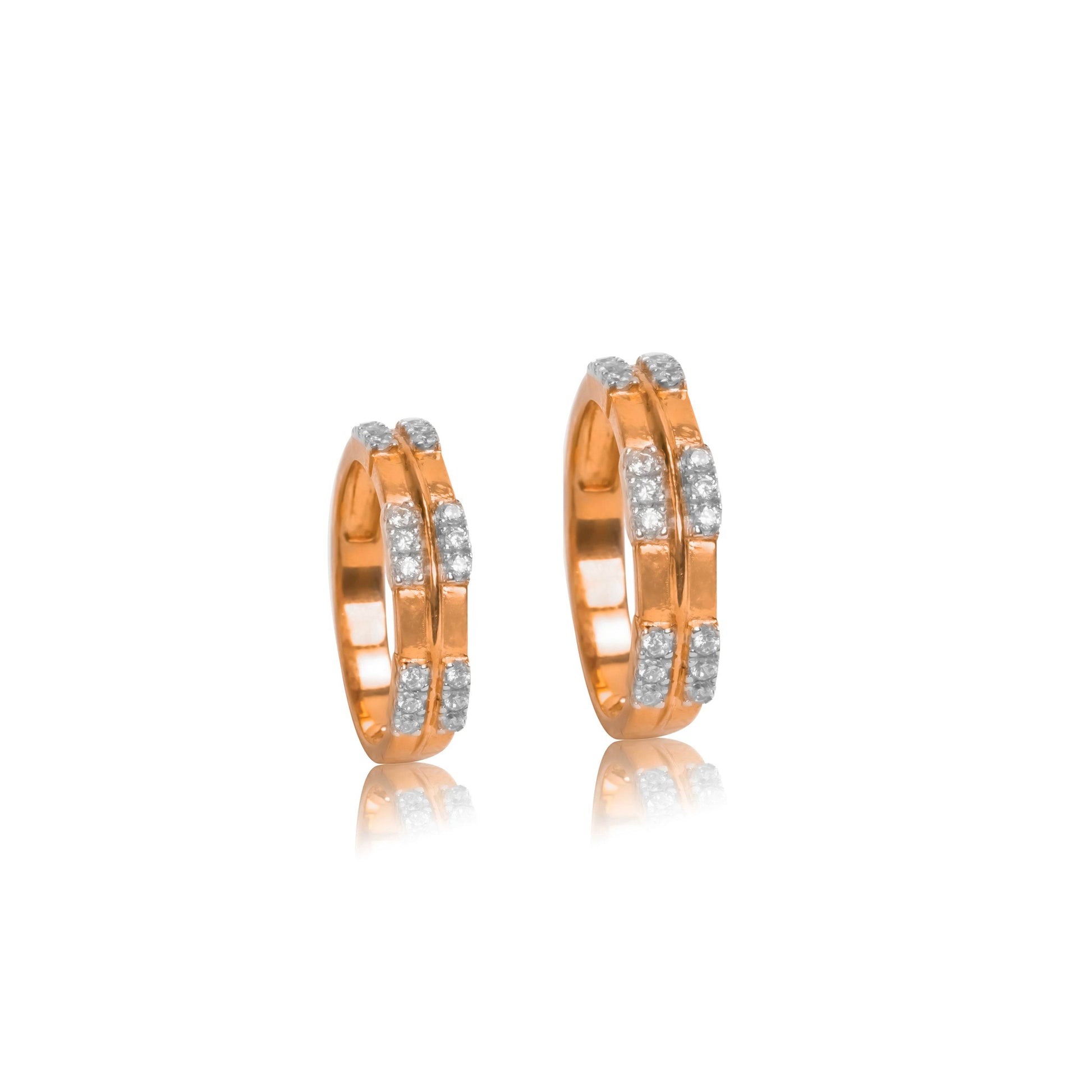 Twin Line Diamond Couple Rings - Fine One Jewels