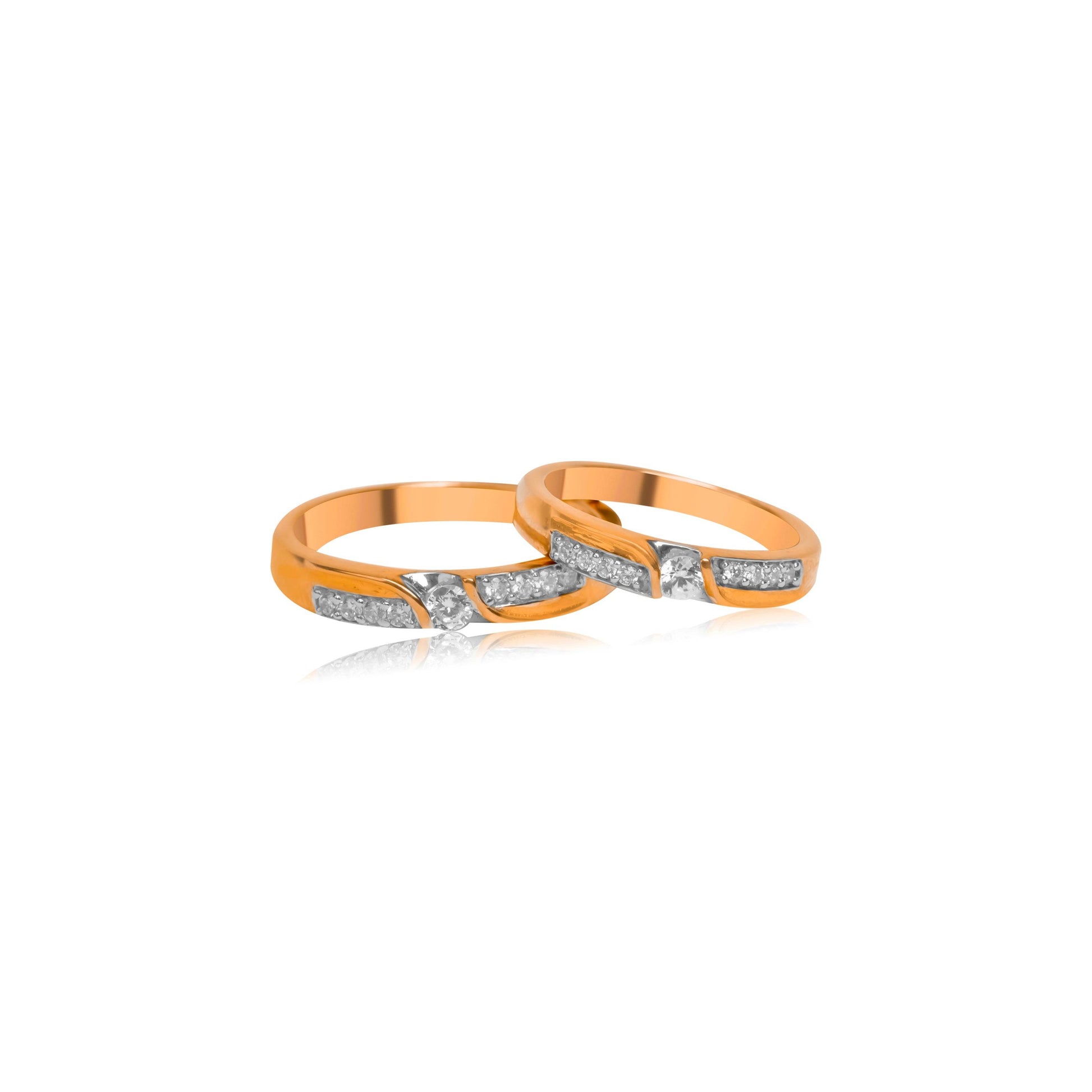 Stylish Diamond Curve Couple Ring Set - Fine One Jewels
