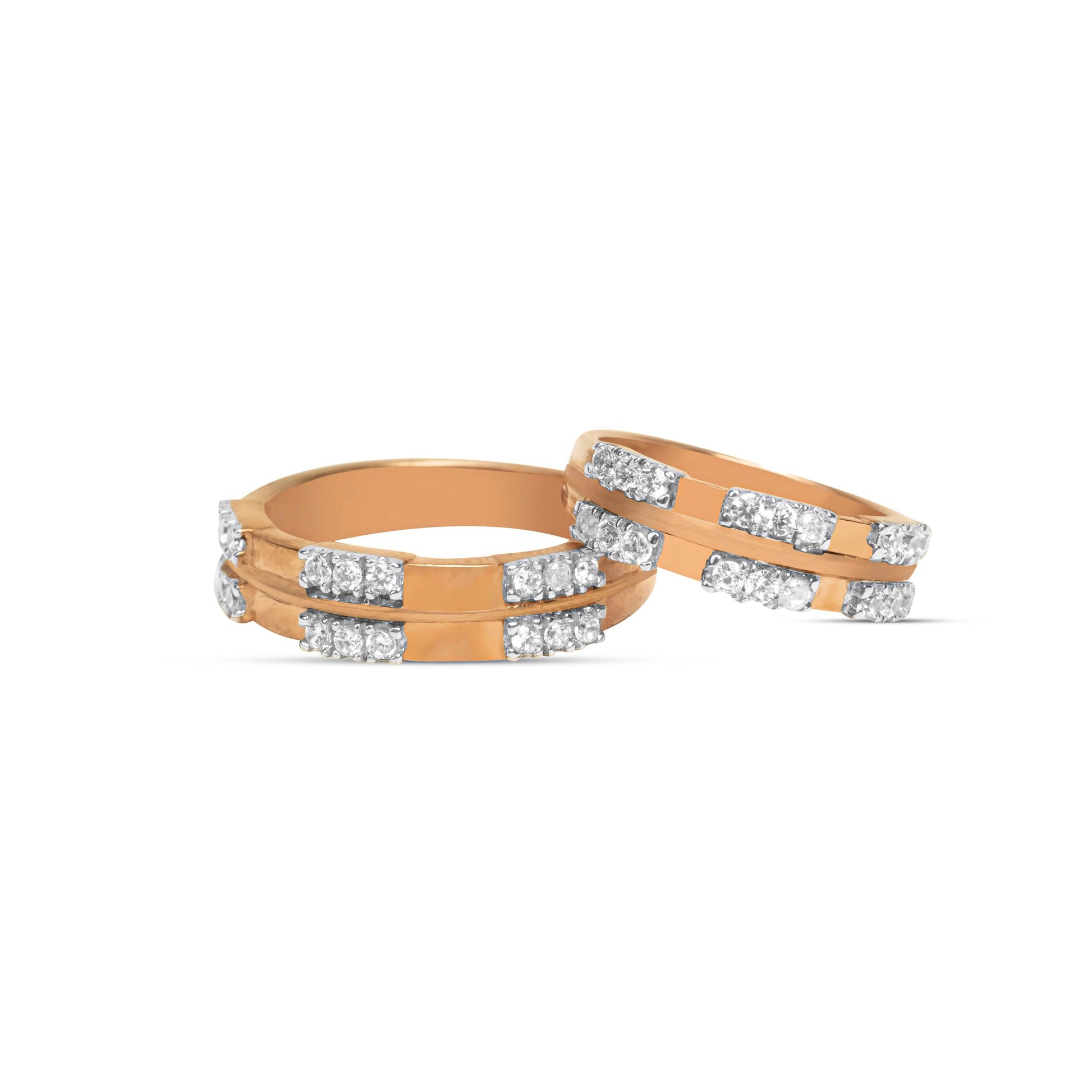 Twin Line Diamond Couple Rings - Fine One Jewels
