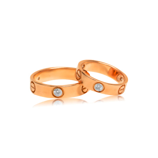 Rose Gold Screw Motif Couple Rings
