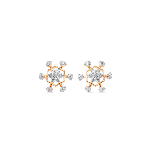 Floral Spark Gold Diamond Earrings - Fine One Jewels