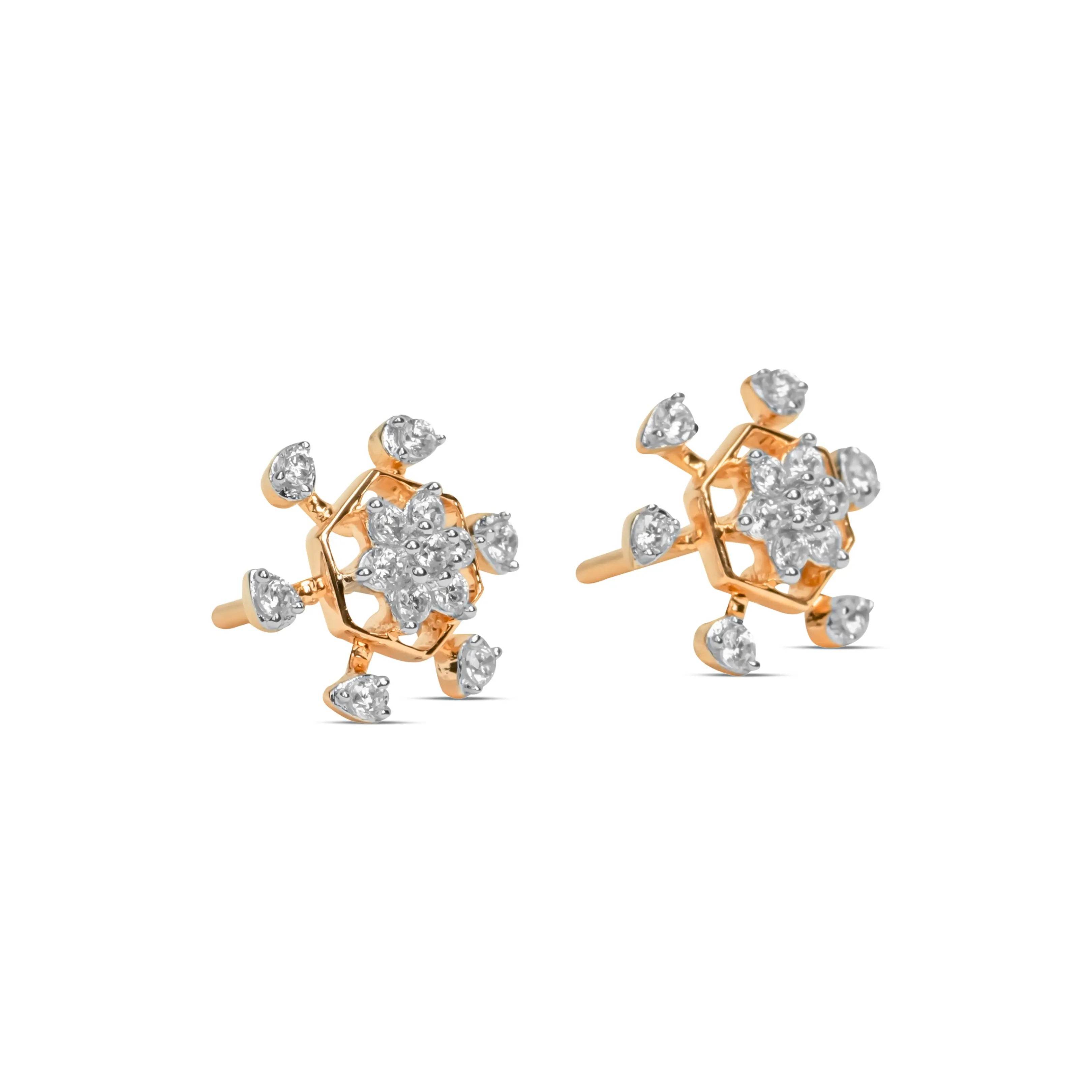 Floral Spark Gold Diamond Earrings - Fine One Jewels