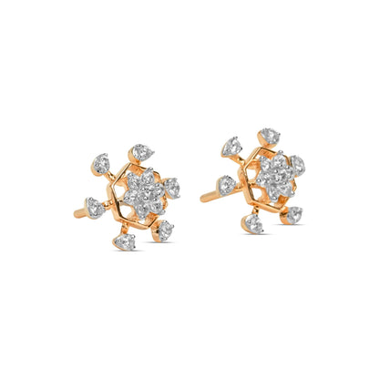 Floral Spark Gold Diamond Earrings - Fine One Jewels