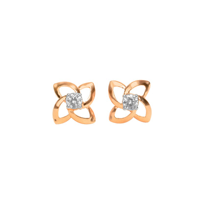 Floral Diamond Stud Earrings in Rose Gold - Fine One Jewels