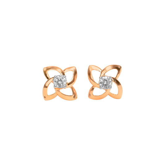 Floral Diamond Stud Earrings in Rose Gold - Fine One Jewels